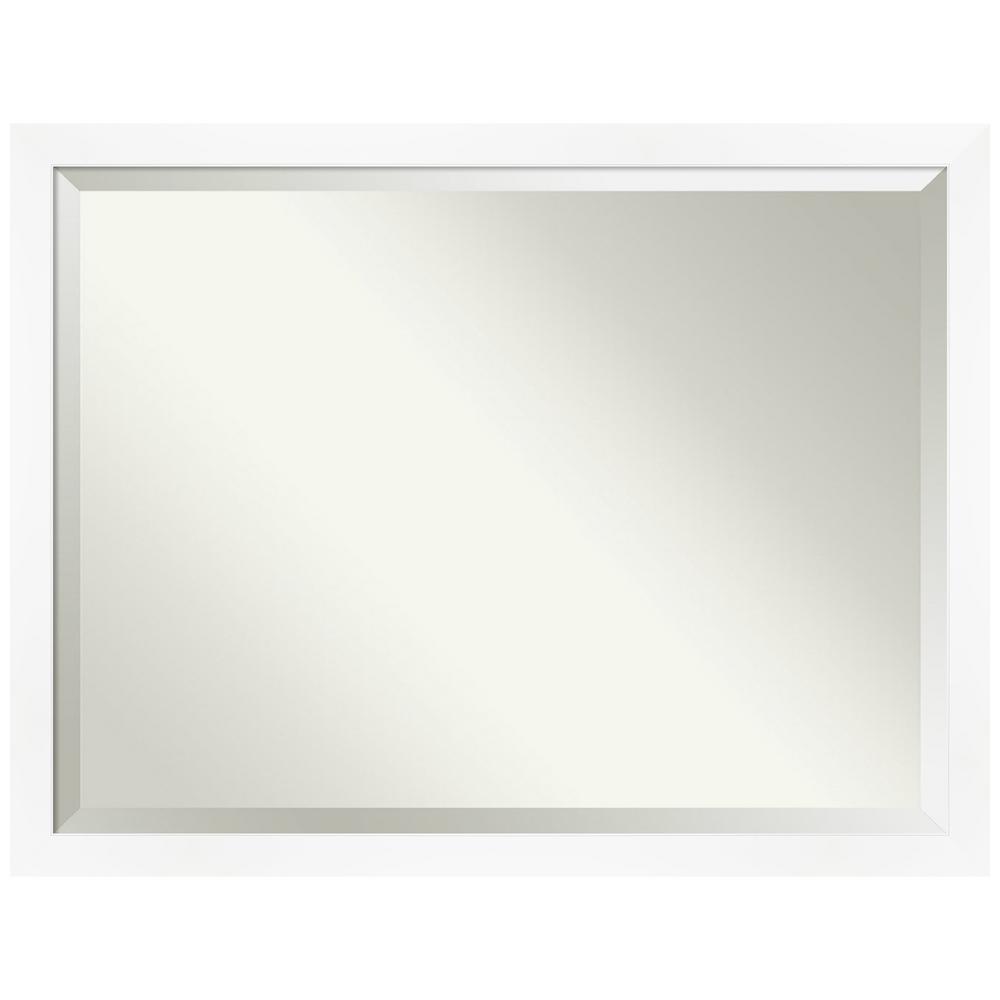 Amanti Art Medium Rectangle Matte White Beveled Glass Modern Mirror 33 25 In H X 43 25 In W Dsw4593672 The Home Depot