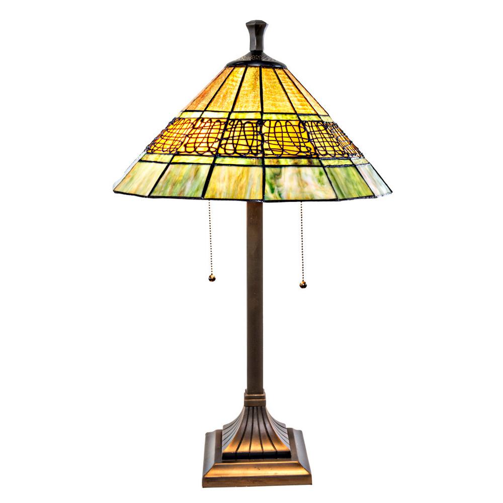 River Of Goods 26 In Green Table Lamp With Craftsman Style Stained Green Table Lamp With Craftsman Style Stained Glass Shade