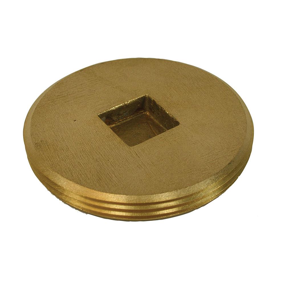 JONES STEPHENS 6 in. O.D. Brass Countersunk Southern Code Cleanout Plug