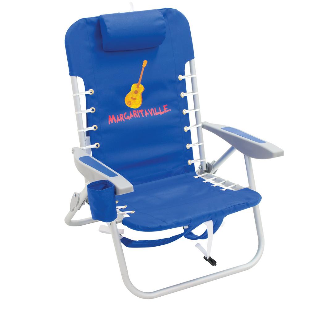 Margaritaville Blue 4-Position Aluminum Lace-Up Backpack Lawn Chair