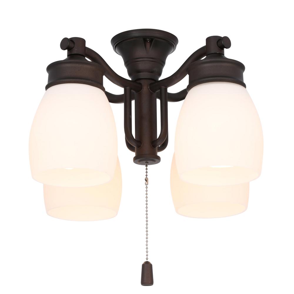 Details About Casablanca 4 Light Maiden Bronze Ceiling Fan Fixture With Cased White Glass