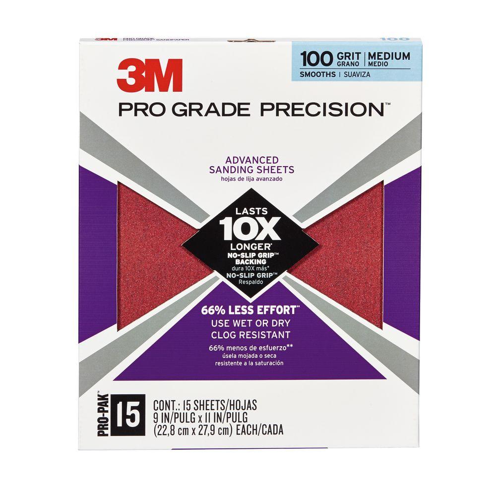 3M Pro Grade Precision 9 in. x 11 in. 100 Grit Advanced Sanding Sheets