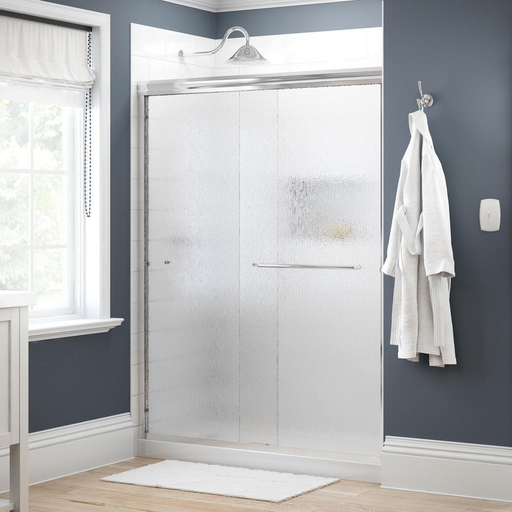 Delta Lyndall 48 X 71 In Frameless Contemporary Sliding Shower Door In Nickel With Clear Glass 2439198 The Home Depot