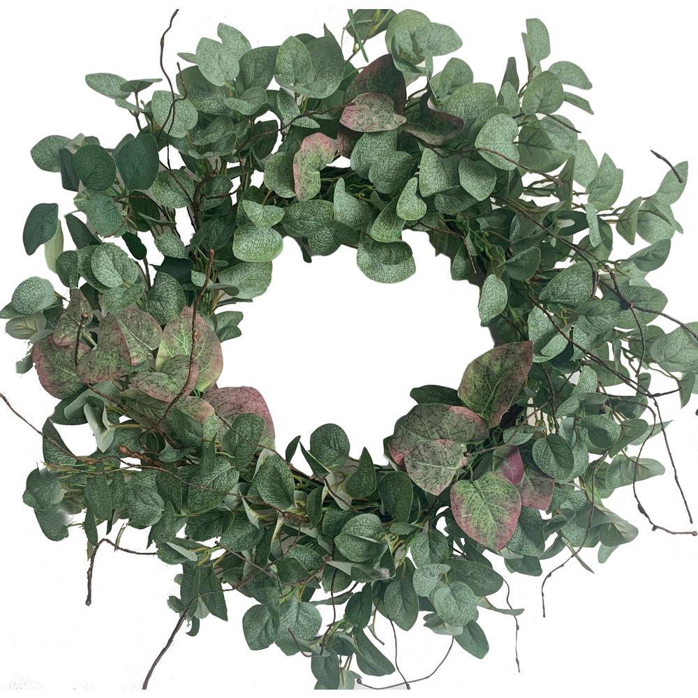 24 in.  Green Unlit Seasonal Artificial Christmas Wreath with Eucalyptus