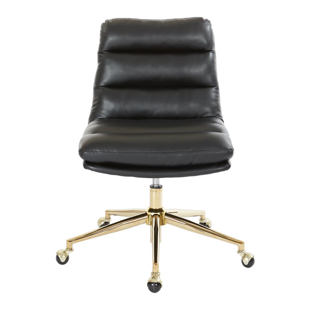 Ave Six Legacy Office Chair in Deluxe Black Faux Leather with Gold