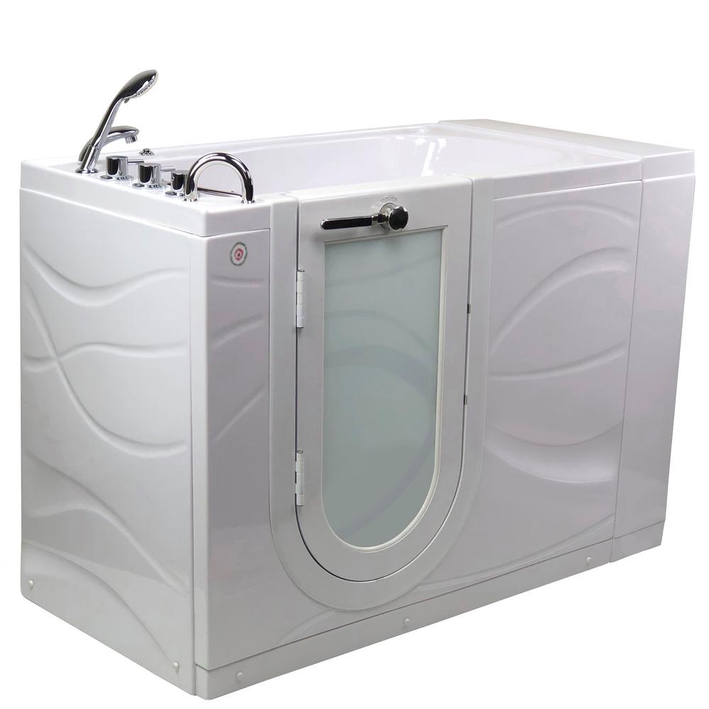 Ella Zen 52 in. WalkIn MicroBubble Air Bath Bathtub in White W/ LHS