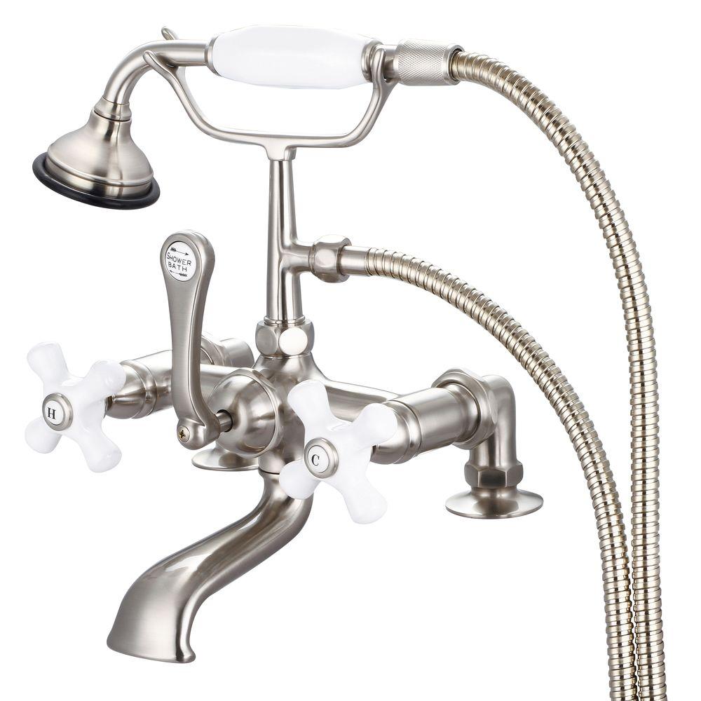 Water Creation F6-0007-02-PX Vintage Classic 7 in. Spread Deck Mount Tub Faucet - Brushed Nickel&#44; Grey