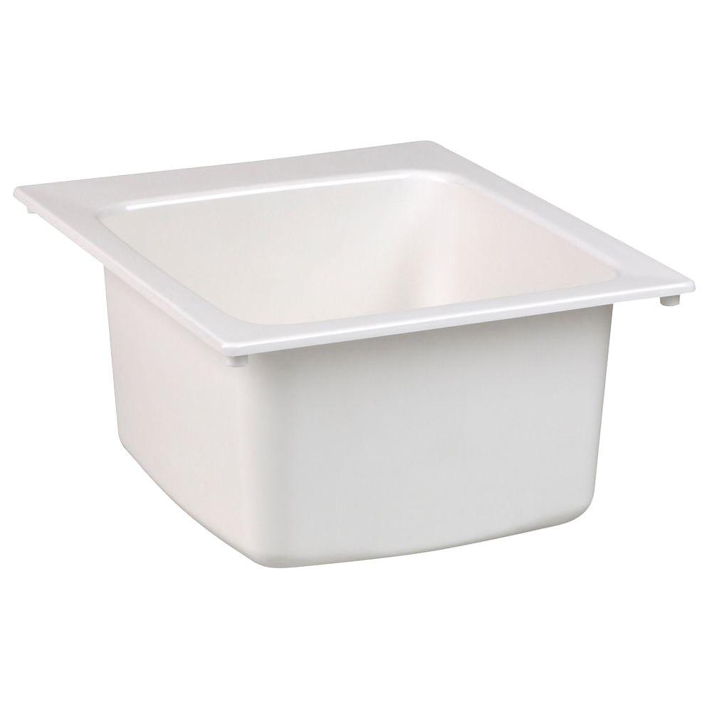 Mustee 17 In X 20 In Fiberglass Self Rimming Utility Sink In White