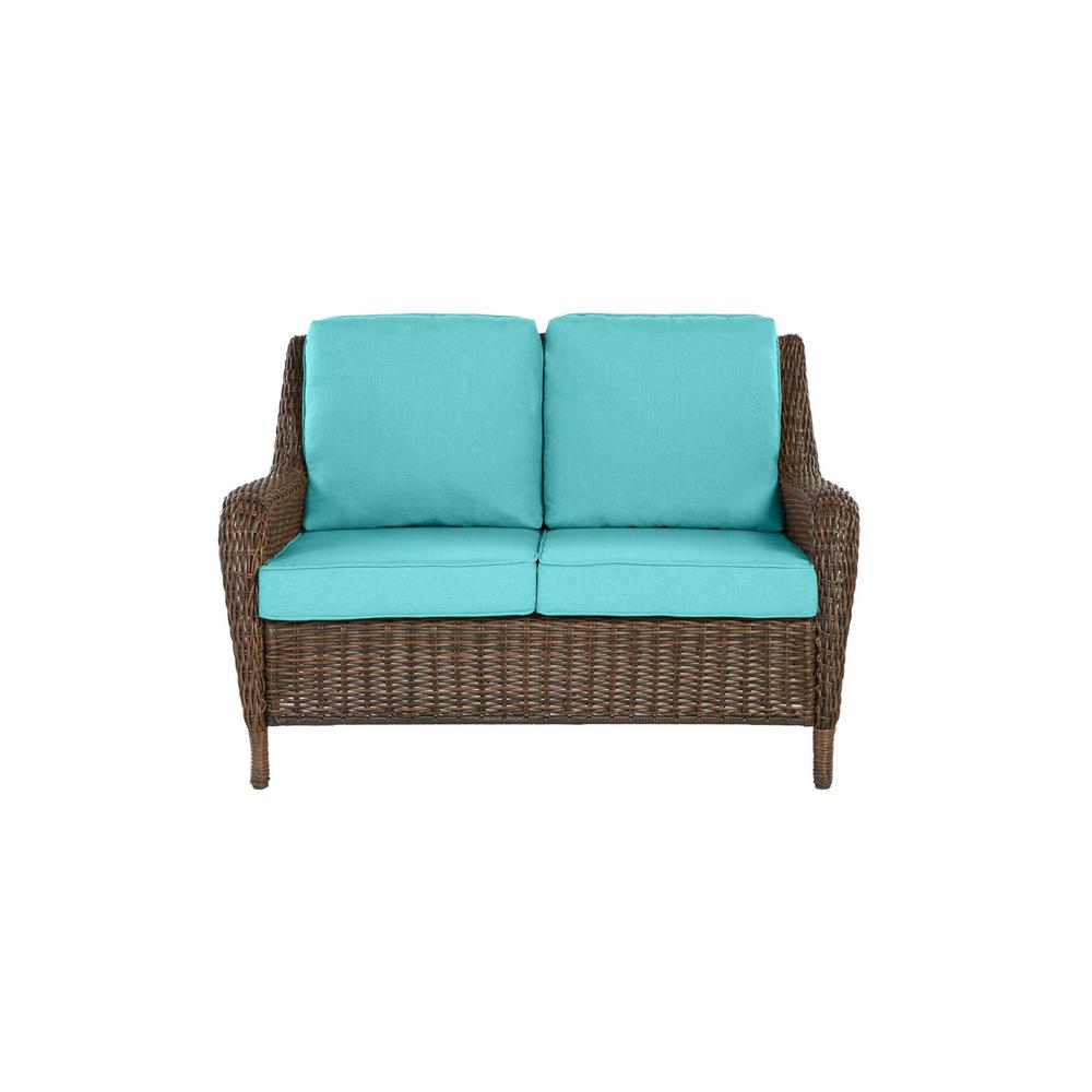 Hampton Bay Cambridge Brown Wicker Outdoor Patio Loveseat with