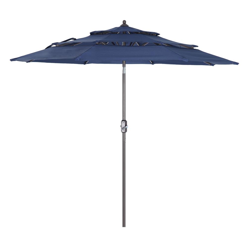 CASAINC 8.86 ft. Steel Round Market Solar Tilt Half Patio Umbrella in ...