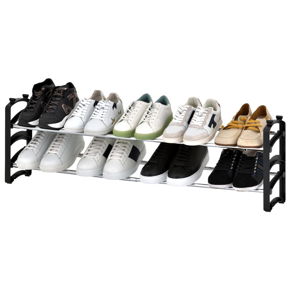 Seville Classics 20 Pair 4 Tier Expandable Stackable Shoe Rack Organizer Web639 The Home Depot