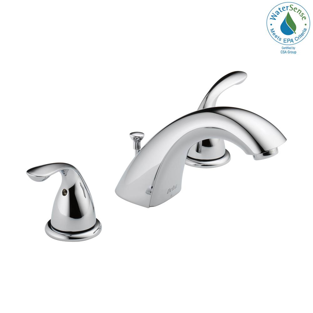 Delta Classic 8 In Widespread 2 Handle Bathroom Faucet With Metal Drain Assembly In Chrome 3530lf Mpu The Home Depot