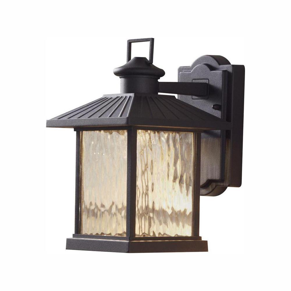 Hampton Bay Lumsden 7 In Black Outdoor Integrated Led Wall Lantern Sconce With Photocell