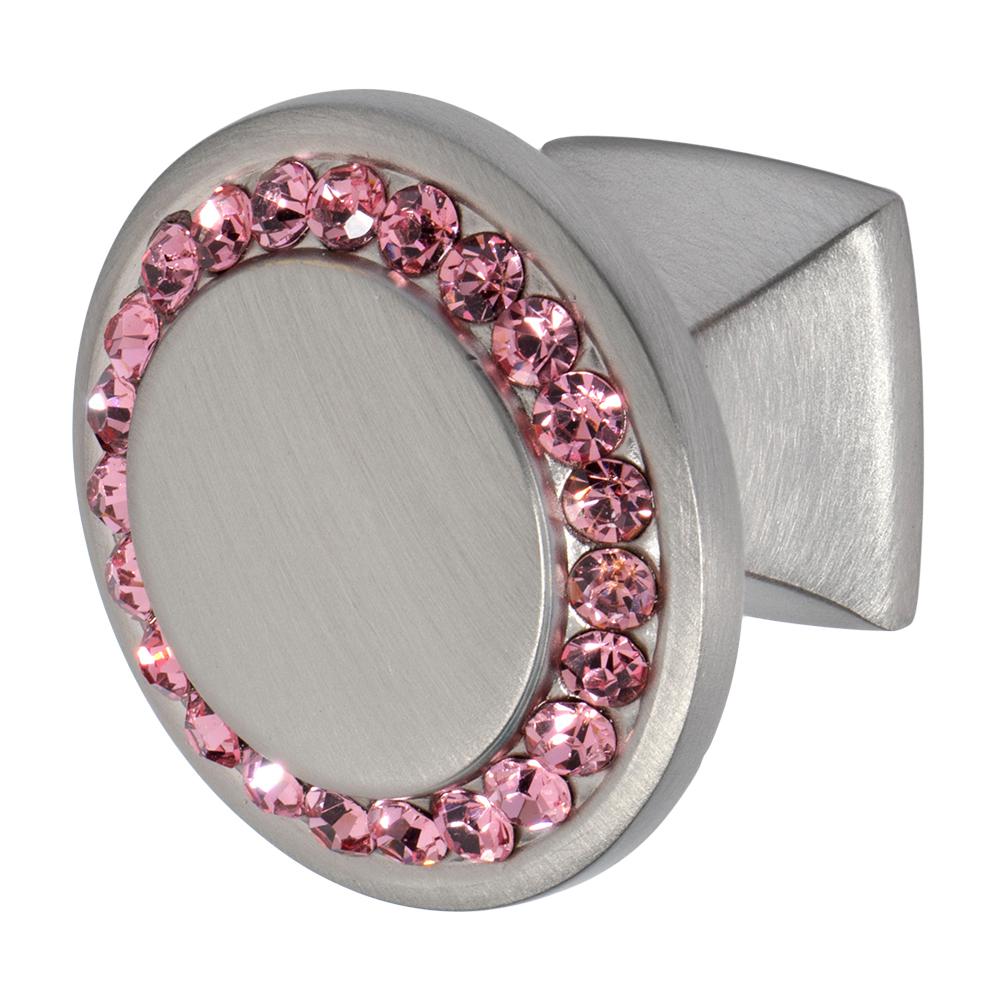 Wisdom Stone Isabel 1 1 4 In Satin Nickel With Pink Crystal