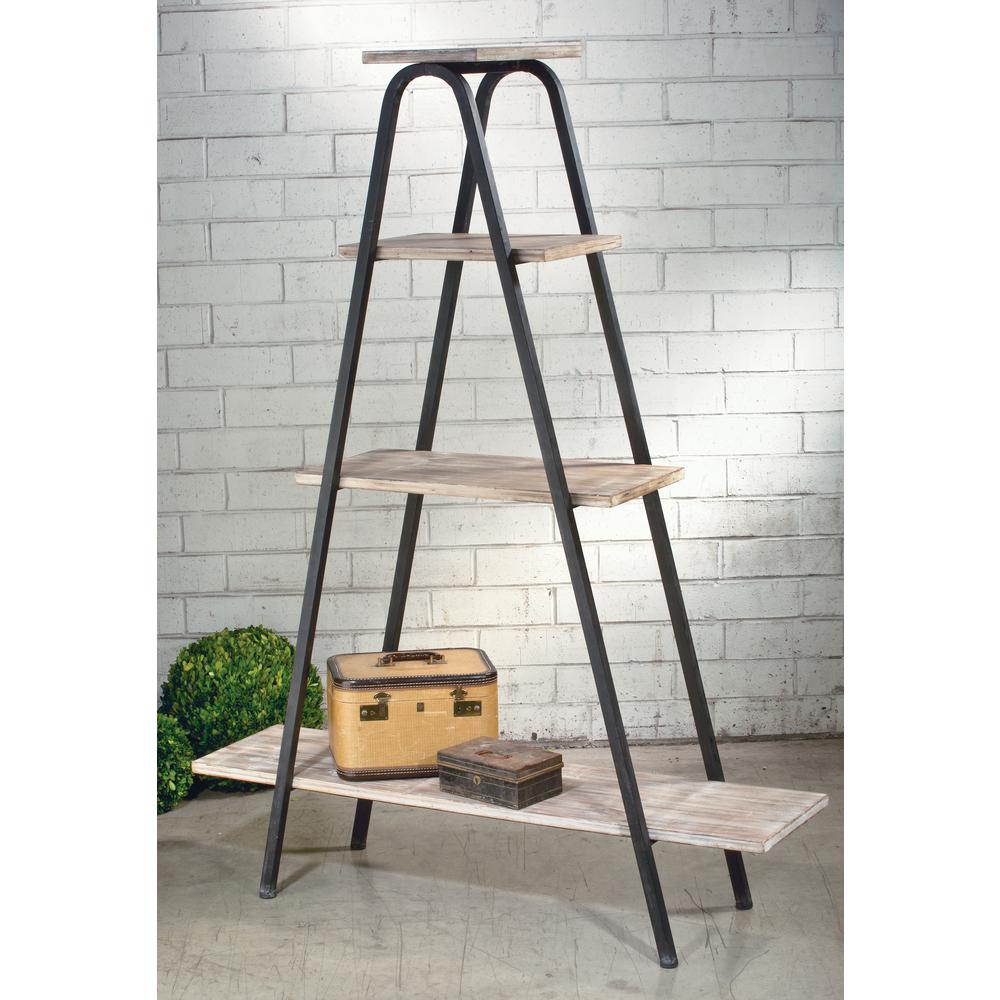 Natural White Washed And Black Wood A Frame Etagere Open Bookcase Natural White Washed And Black Wood A Frame Etagere Open Bookcase 16520 The Home Depot