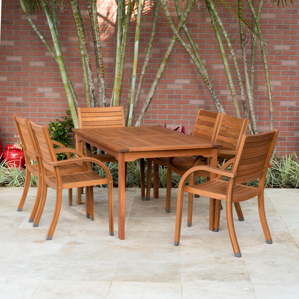 Amazonia Arizona Eucalyptus Wood 7 Piece Rectangular Patio Dining Set Sc 361 6cata The Home Depot