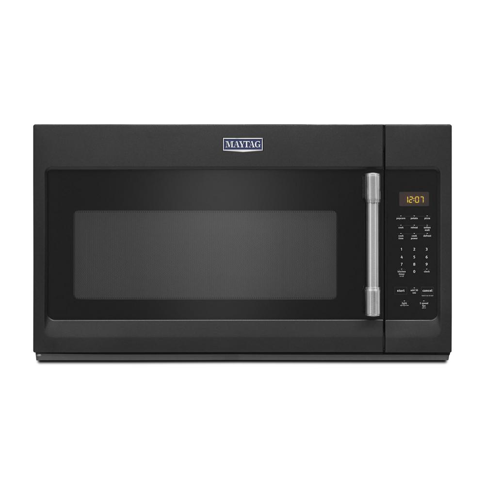 Maytag 1 7 Cu Ft Over The Range Microwave In Cast Iron Black