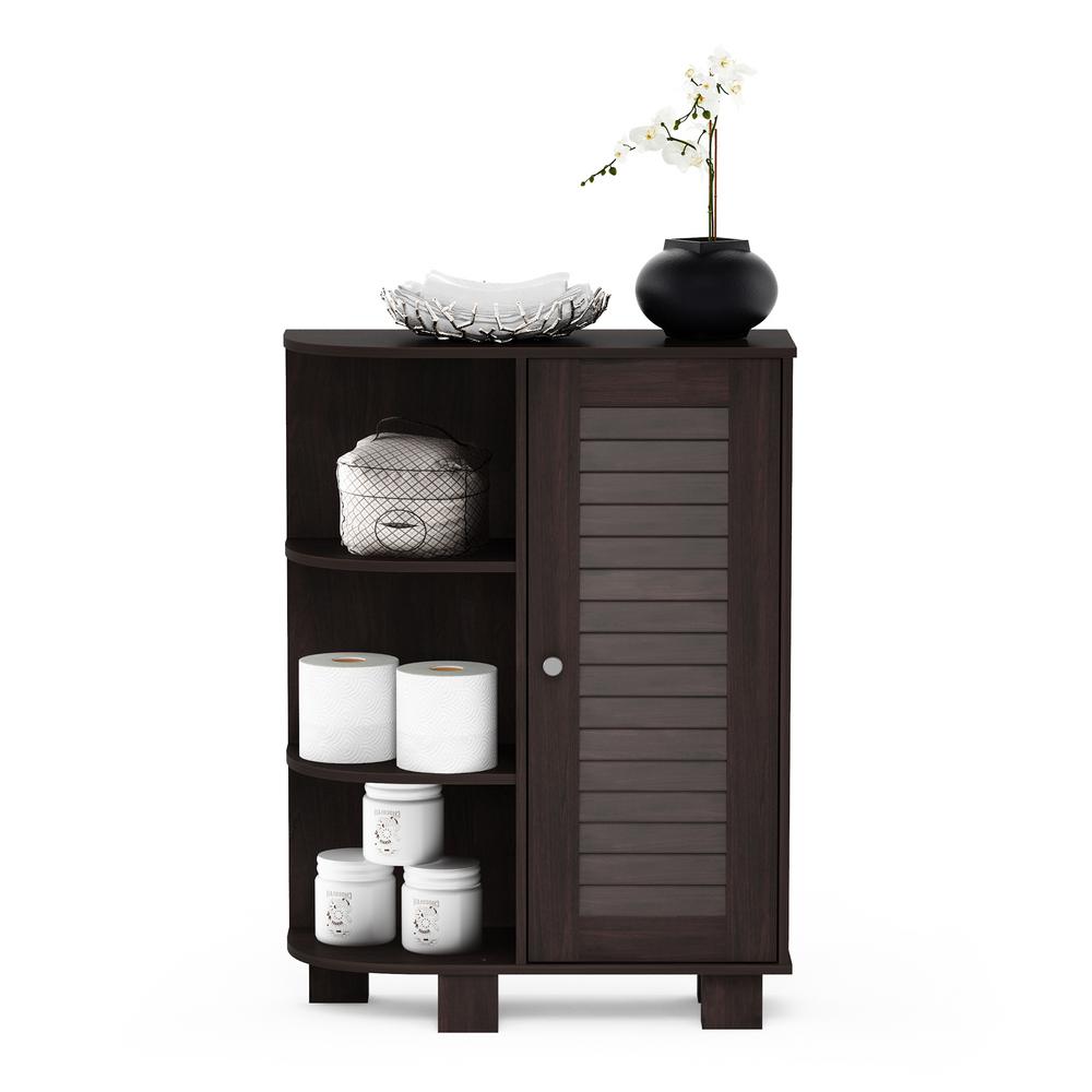 Furinno Indo Espresso Storage Shelf With Louver Door Cabinet