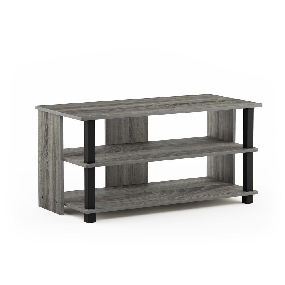 Furinno Sully French Oak Gray Black 3 Tier Tv Stand For Up To 40