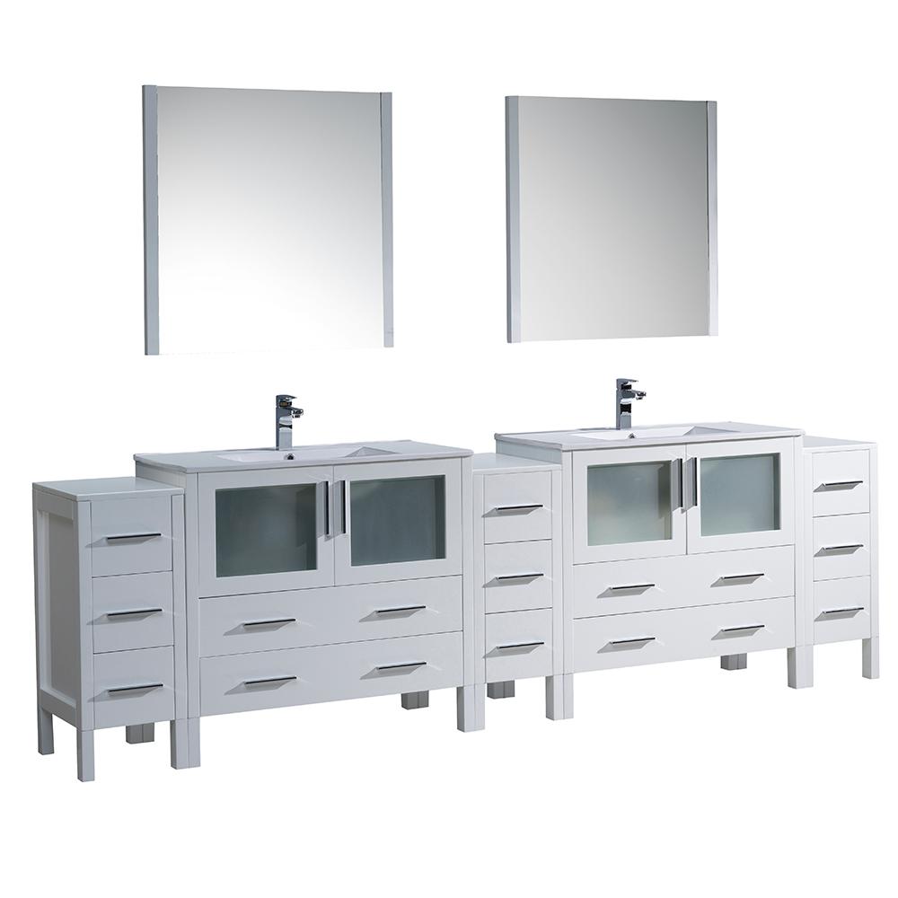 Fresca Torino 108 In Double Vanity White With Ceramic Top Fresca Torino 108 In Double Vanity White With Ceramic Top