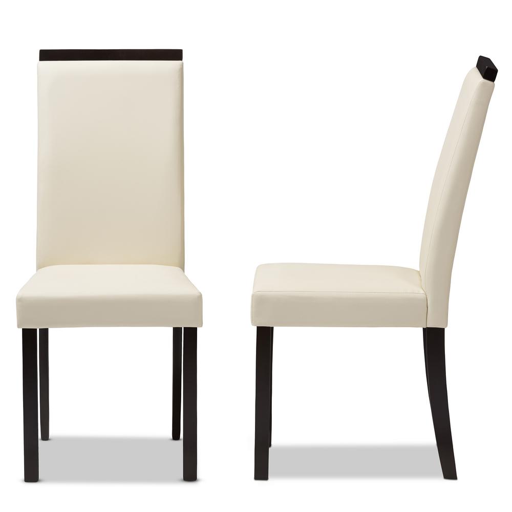 Baxton Studio Daveney Cream Faux Leather Dining Chair Set Of 2 143 Baxton Studio Daveney Cream Faux Leather Dining Chair Set Of 2