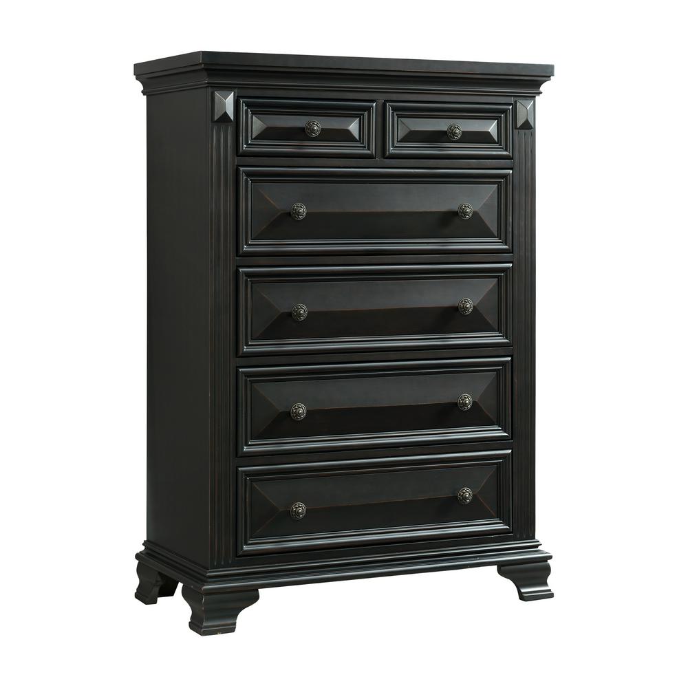 Wood Black Solid Dressers Chests Bedroom Furniture T 6 Drawer Antique Black Chest