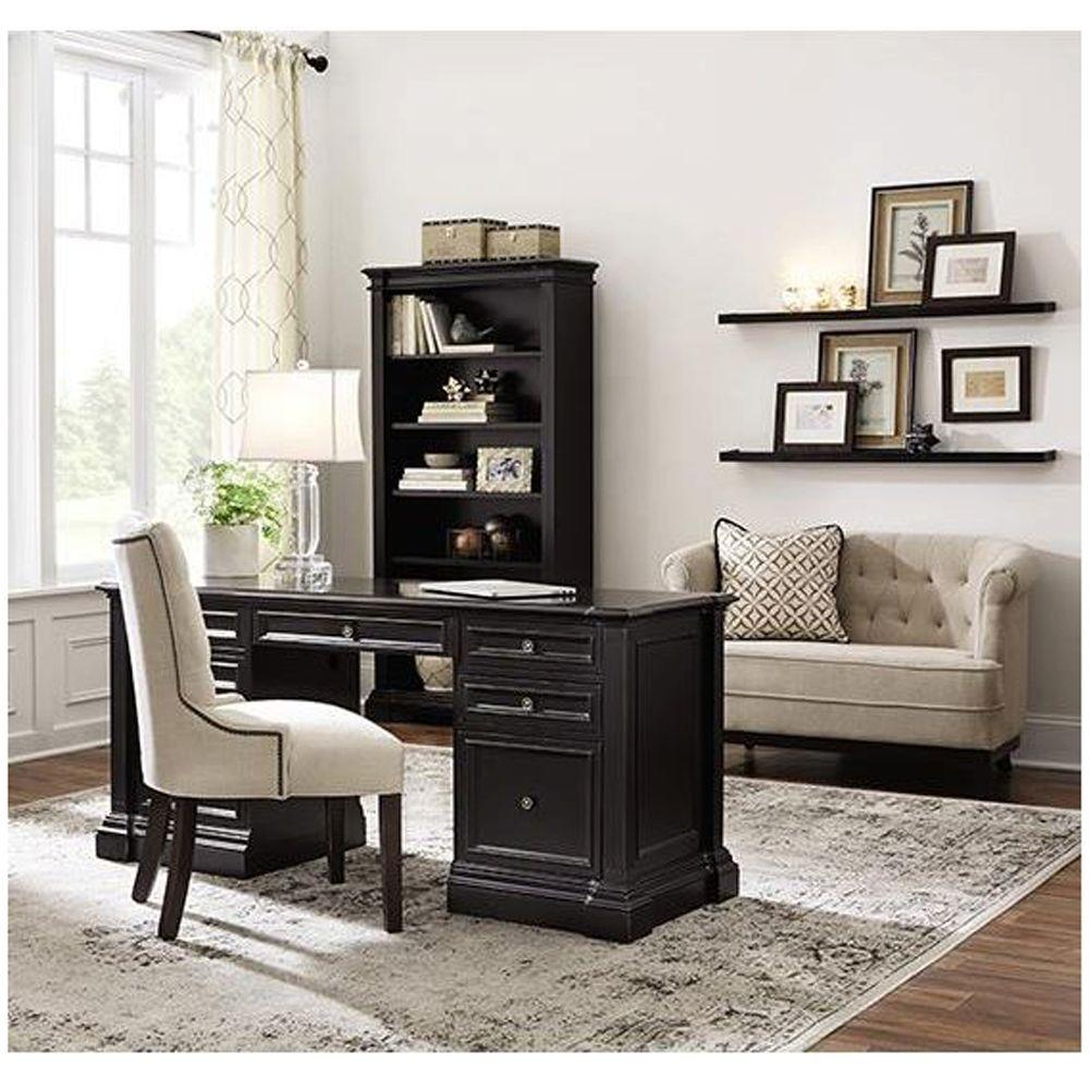 Home Decorators Collection Bufford Rubbed Black Desk With Storage ...