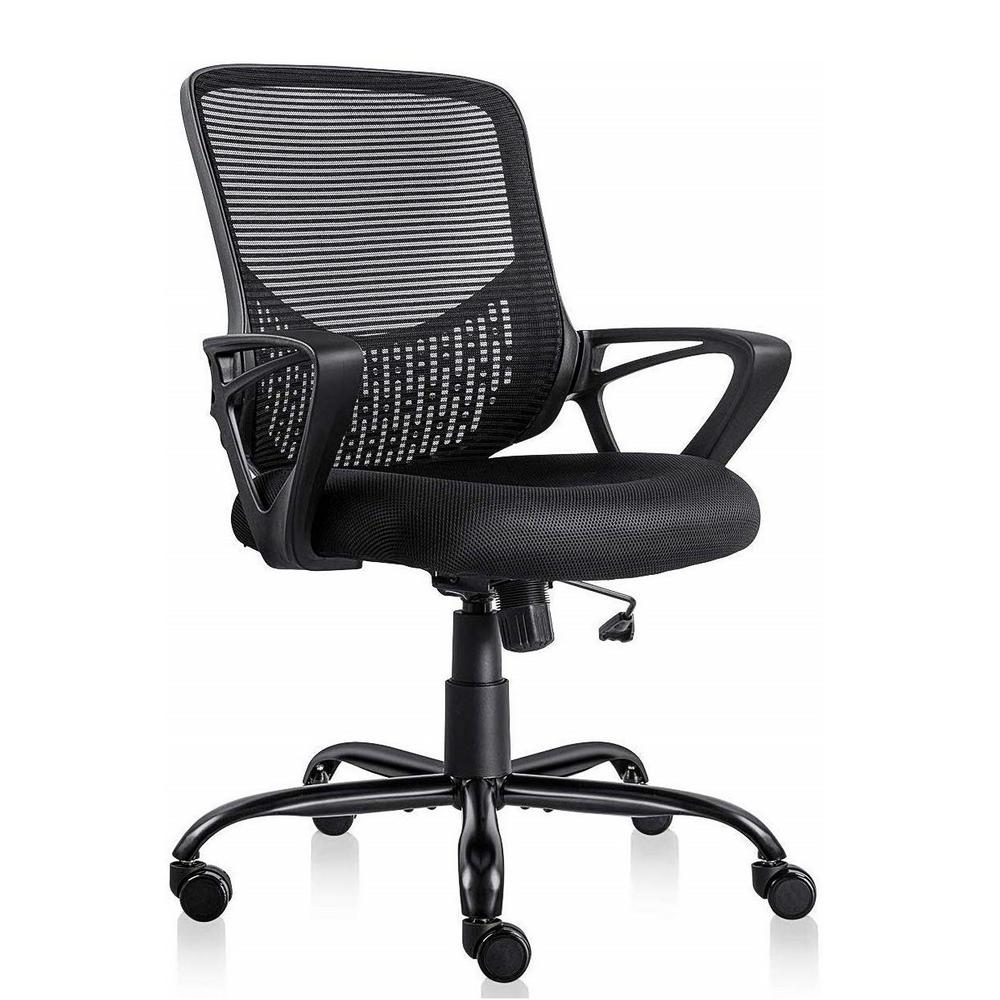 Smugdesk Black Ergonomic Lumbar Support Mesh Computer Chair Swivel Chairs With Armrests Task Chair Hd1368bk The Home Depot