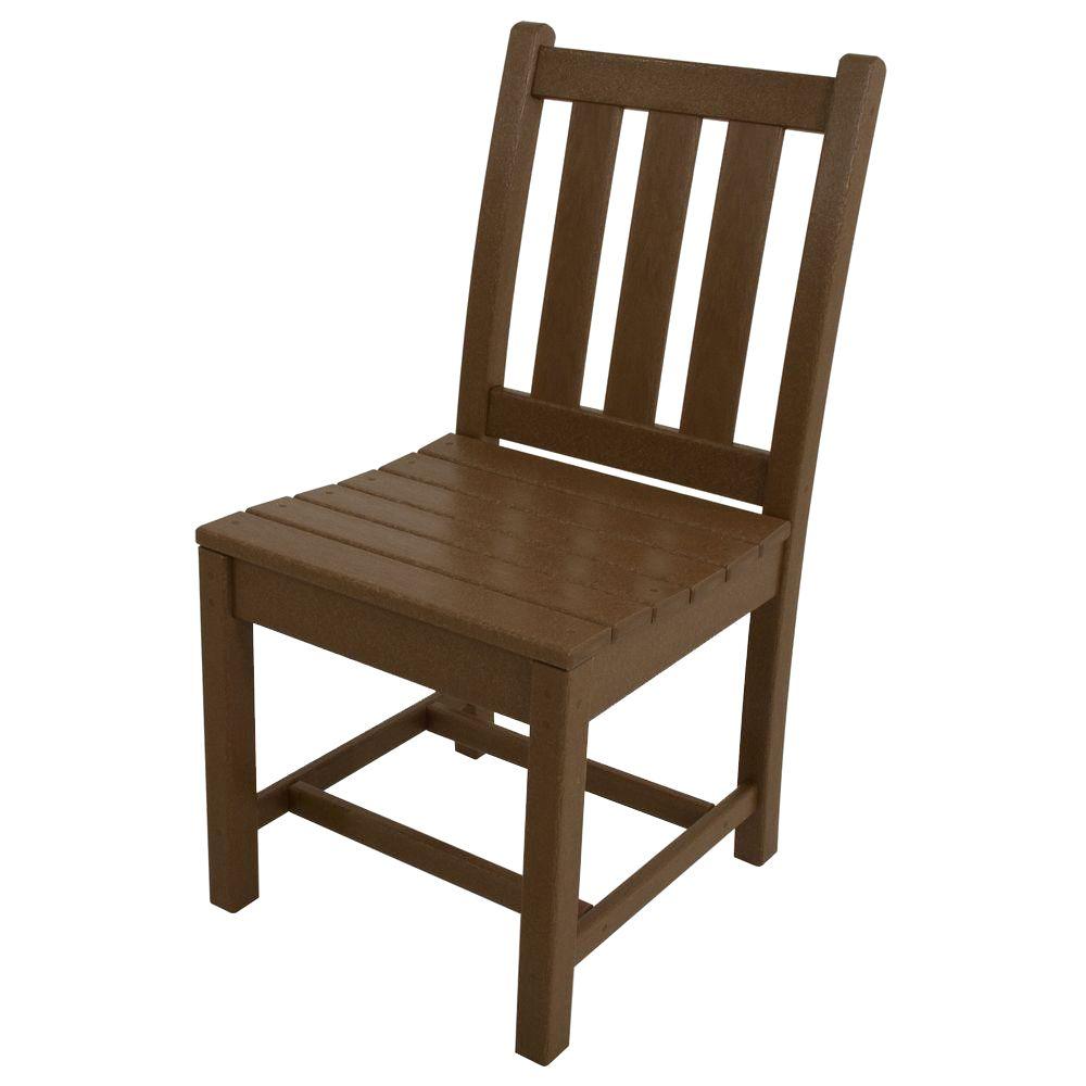 Polywood Traditional Garden Teak All Weather Plastic Outdoor Dining Side Chair