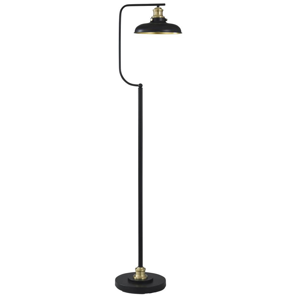 Stylecraft 60 5 In Black Gold Floor Lamp With Arvin Metal Black Gold Floor Lamp With Arvin Metal Shade