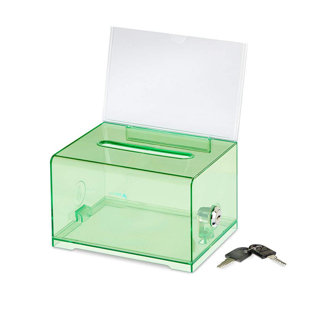 Acrylic Clear Locking Suggestion Box Crsytal Green Acrylic Clear Locking Suggestion Box Crsytal Green