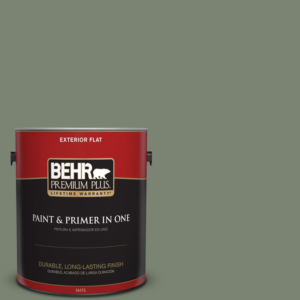 BEHR Premium Plus 1-gal. #ICC-77 Sage Green Flat Exterior Paint-430001 ...