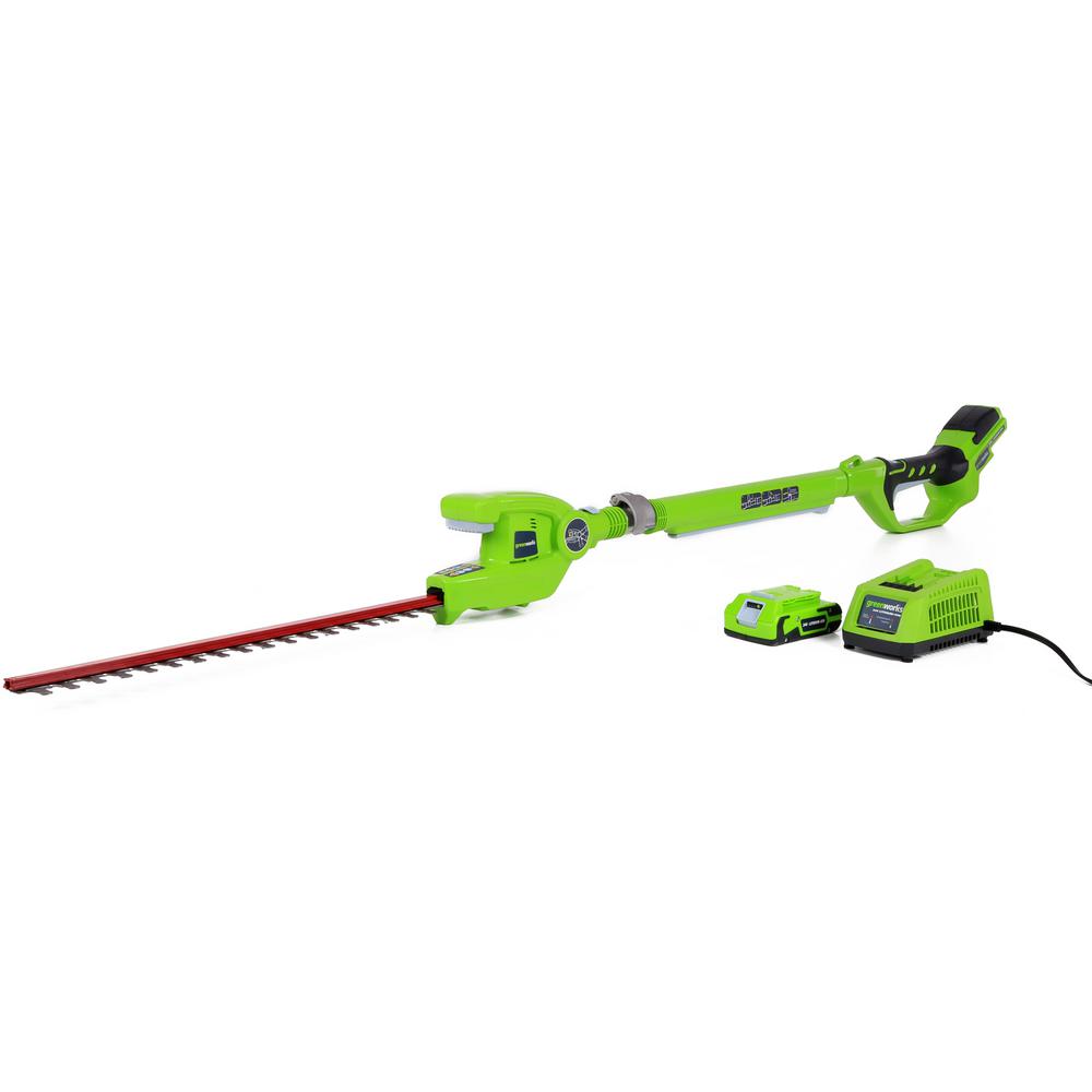 Greenworks G24 20 in. 24Volt Cordless Extended Reach Hedge Trimmer
