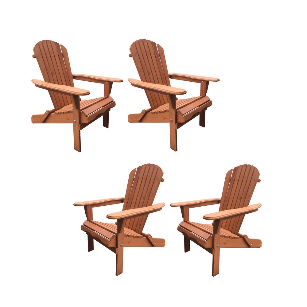W Unlimited Classic Walnut Folding Wood Oceanic Adirondack Chair