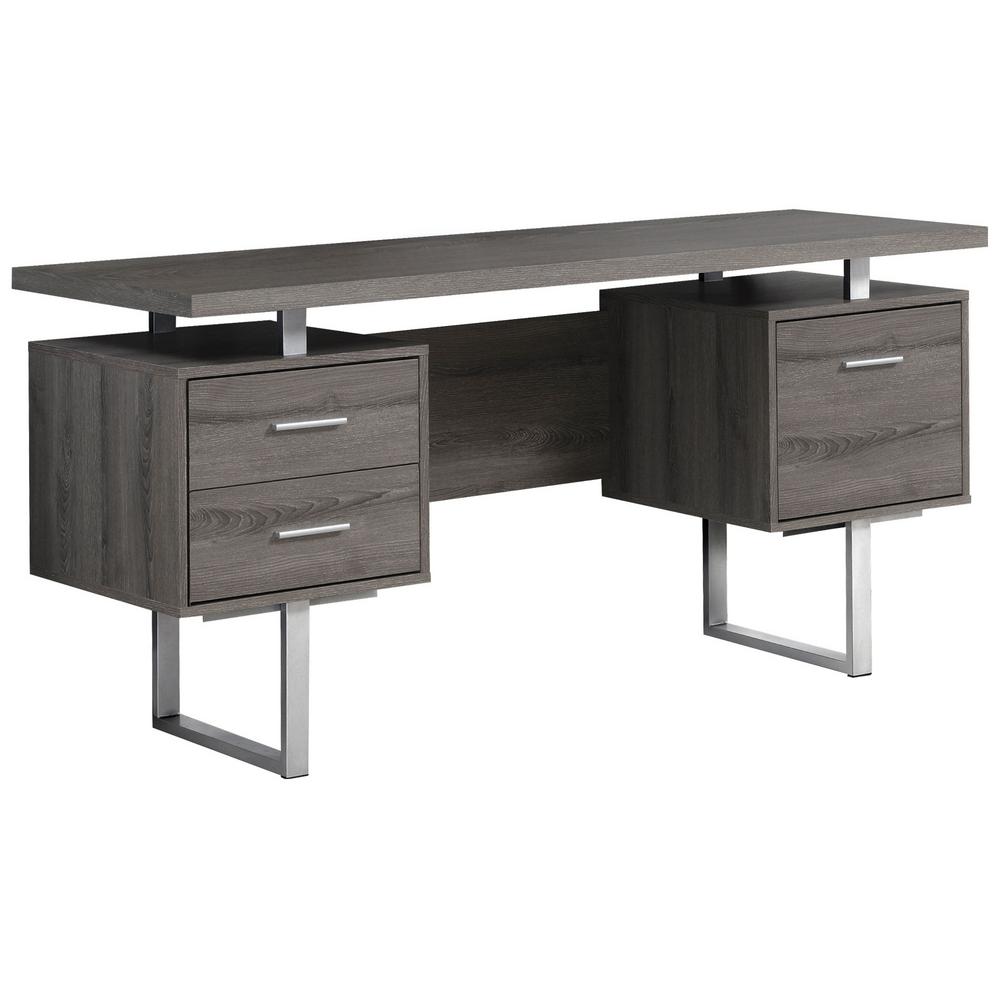 Monarch Specialties Dark Taupe Desk With Drawers I 7082