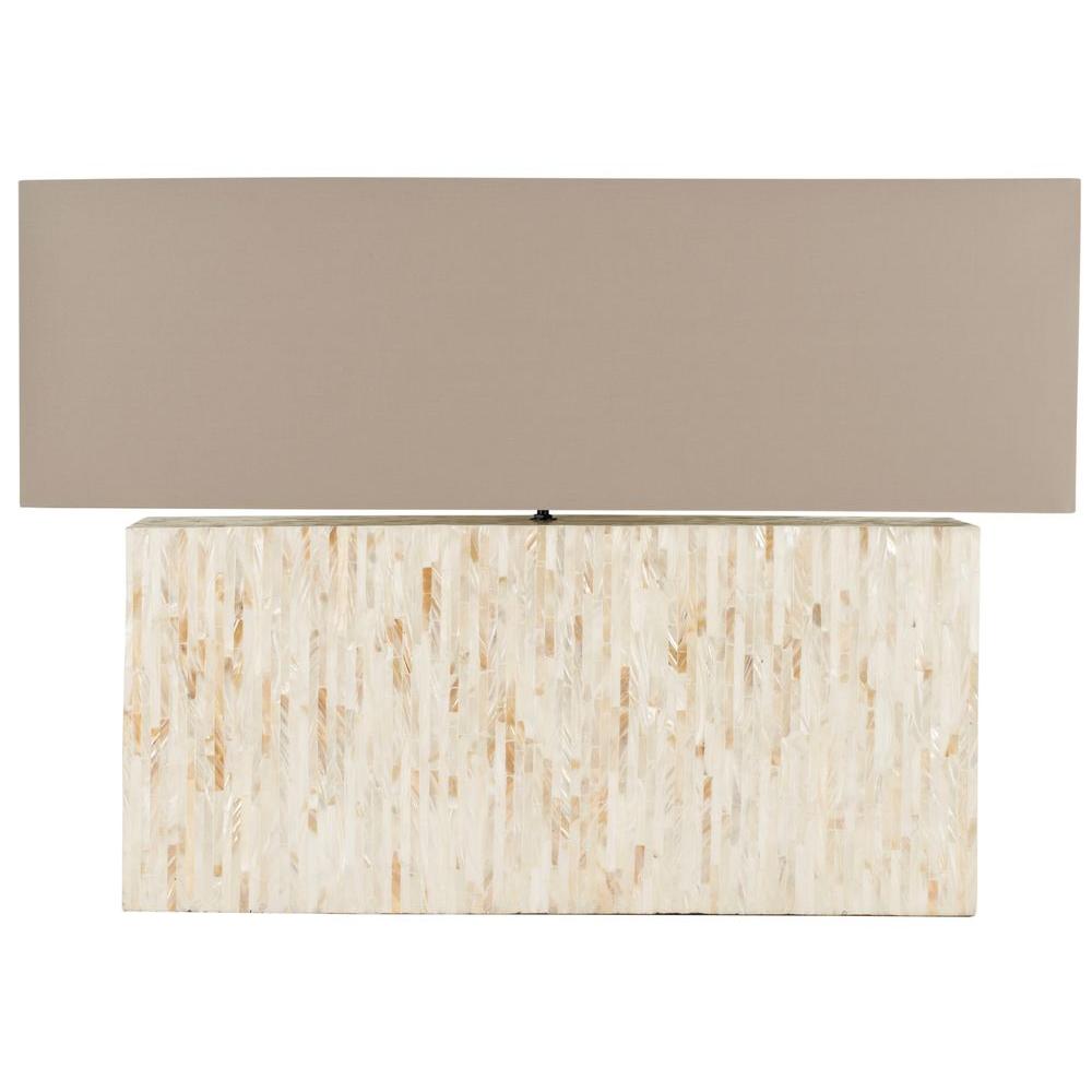 Safavieh Ayers 15 8 In Cream Line Pearl Lamp With Light Brown Cream Line Pearl Lamp With Light Brown Mother Of Tile