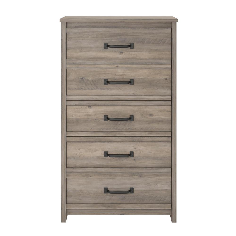 Ameriwood Amherst 5 Drawer Gray Oak Dresser Hd38596 The Home Depot