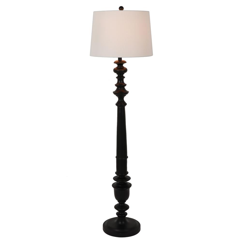 Decor Therapy Benjamin 59 5 In Black Floor Lamp With Shade Pl3945 The Home Depot Benjamin 59 5 In Black Floor Lamp