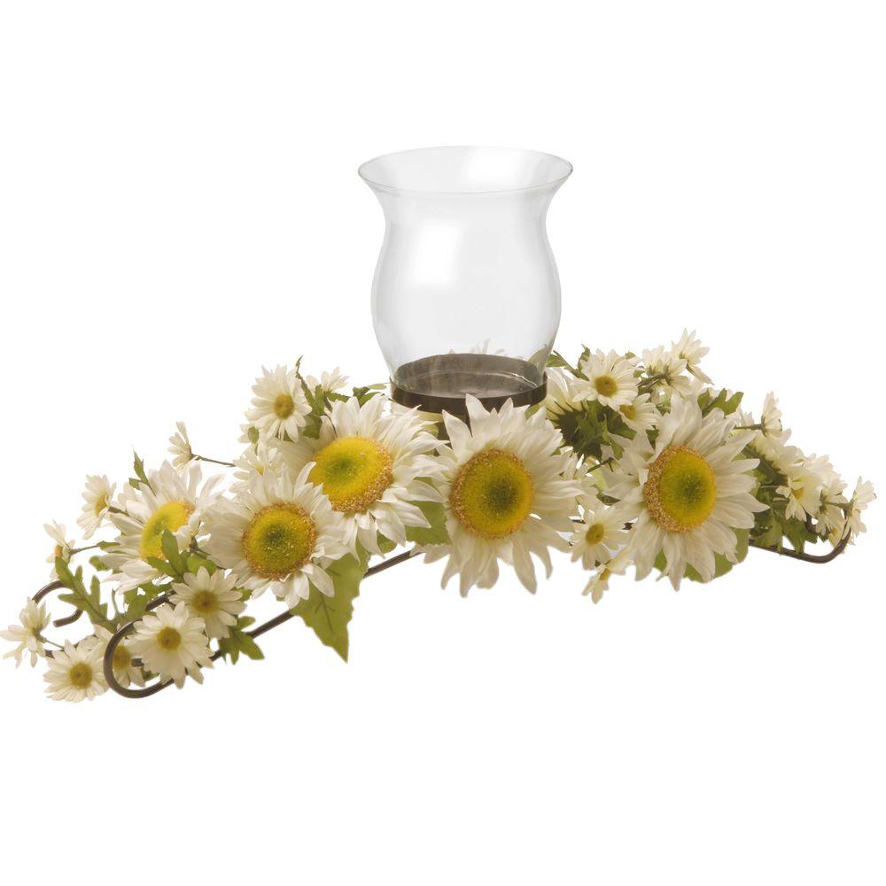 National Tree Company 25 in. W White Sunflower Candle Holder-ED3-106