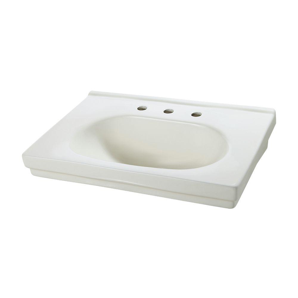Glacier Bay Shelburne 20 In Pedestal Sink Basin White F 300 4w Pedestal Sink Basin In Biscuit