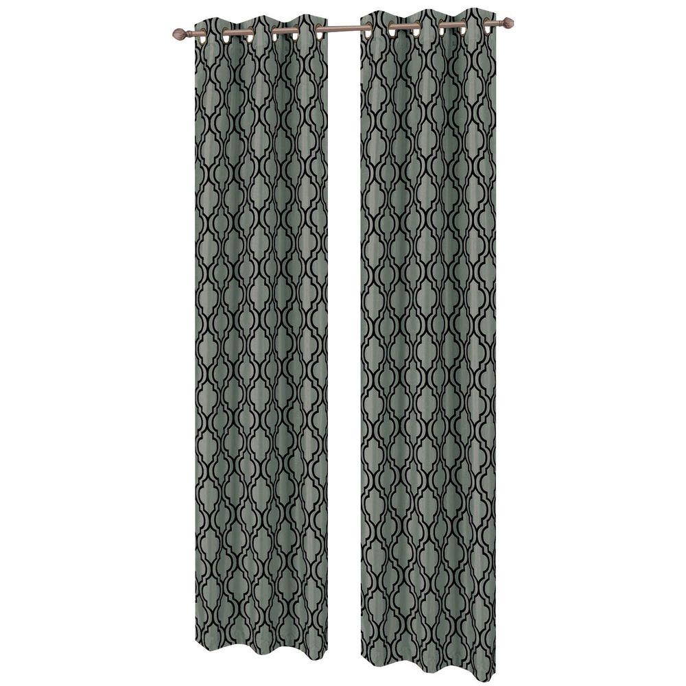 Window Elements Semi Opaque Lattice Flocked Faux Silk 84 In L