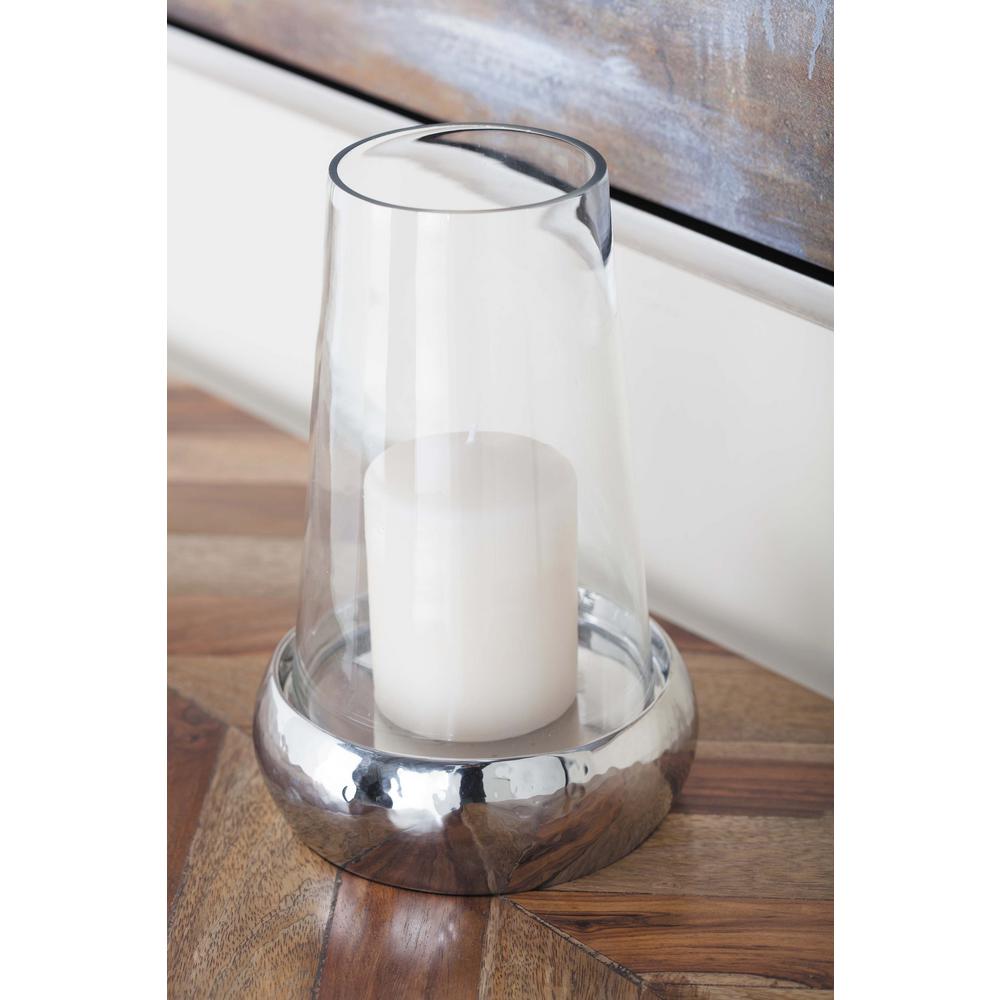 Single Clear Round Mirrored Hurricane Candle Holder-99046 - The Home Depot