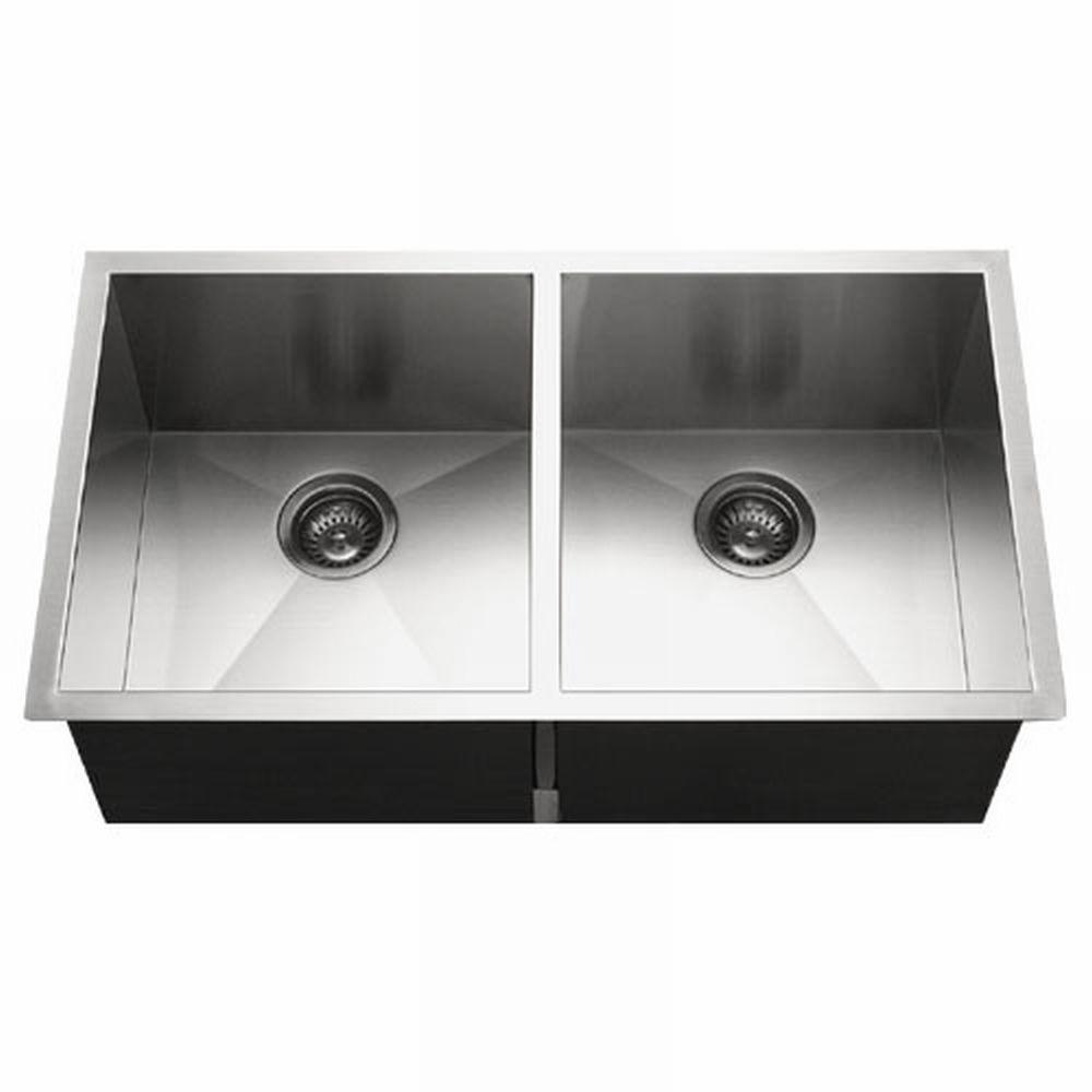 Kraus Standart Pro 33in 16 Gauge Undermount 60 40 Double Bowl