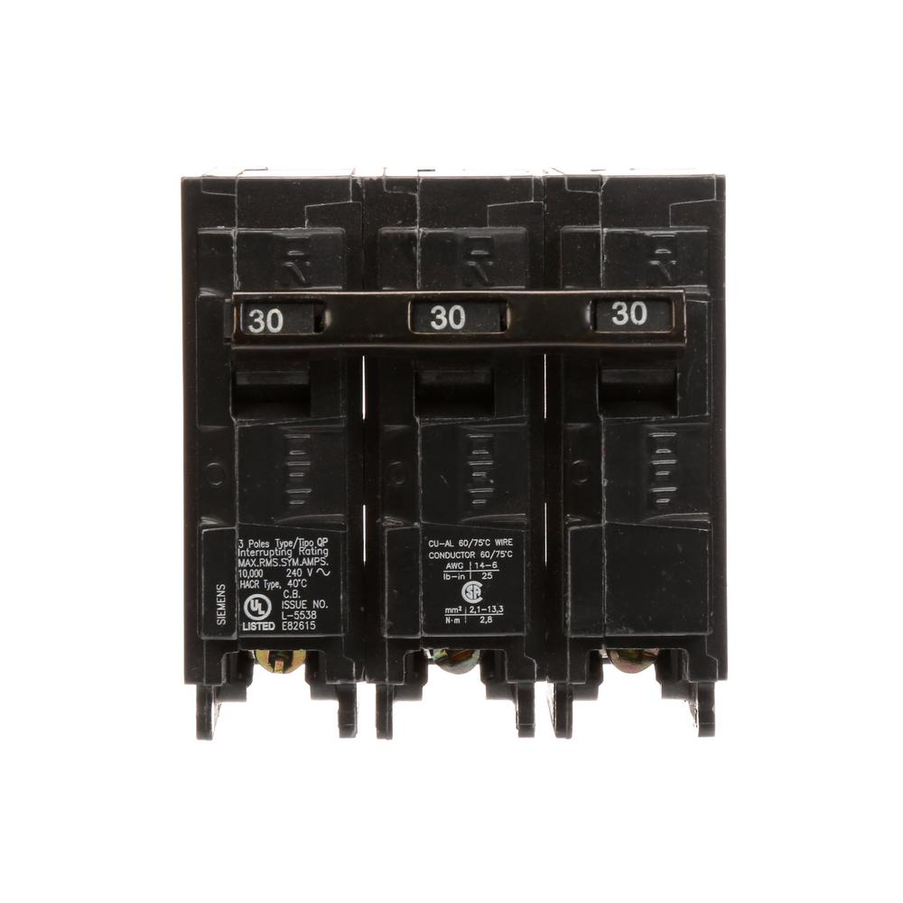 Siemens 30 Amp 3 Pole Type Qp Circuit Breaker Q330 The Home Depot