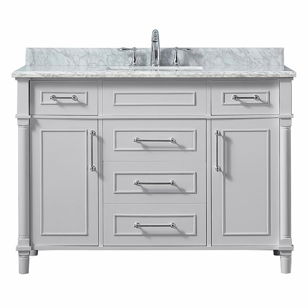 Home Decorators Collection Aberdeen 48 In W X 22 D Vanity D Vanity In Dove Grey With Carrara Marble Top White Sink