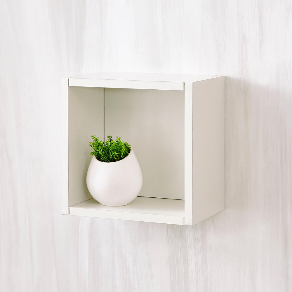 Way Basics Halifax 7 X 11 2 Zboard Wall Cube Decorative Floating Shelf In Pearl White