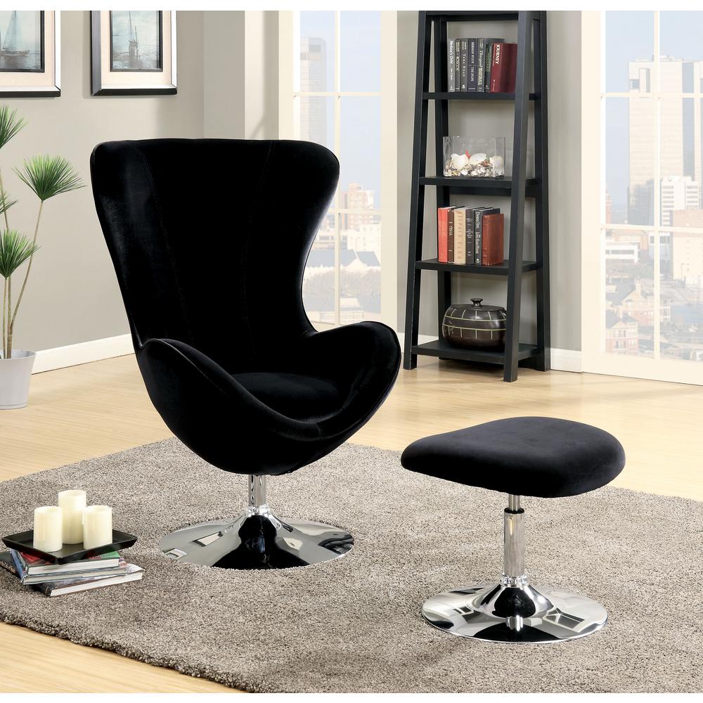 Sheila Black Accent Chair With Ottoman High Back Cm Ac6841bk Sheila Black Accent Chair With Ottoman High Back