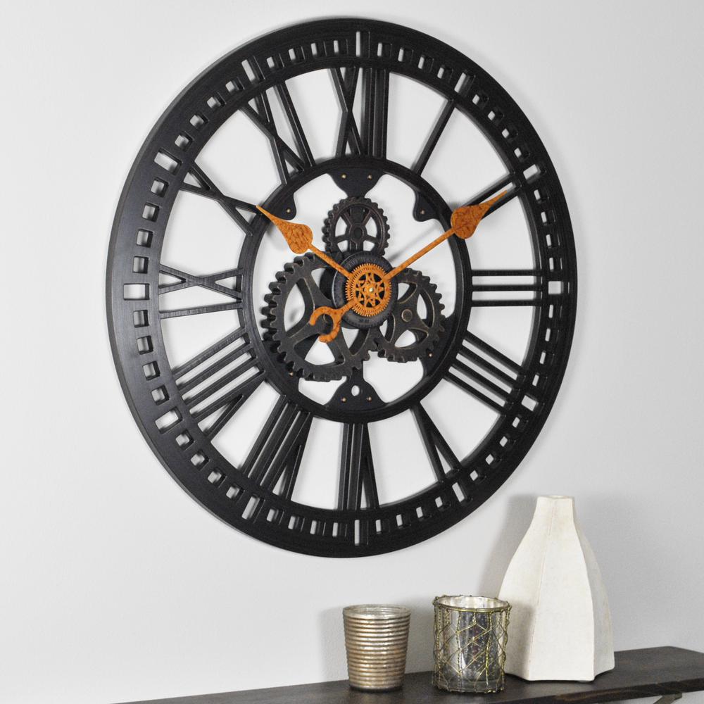 Firstime 24 In Round Roman Gear Wall Clock 00182 The Home