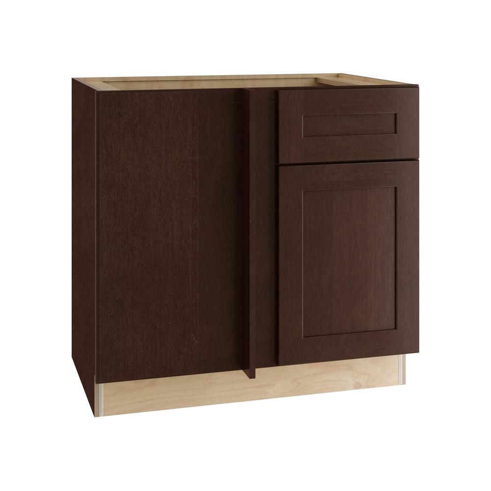 Home Decorators Collection Franklin Assembled 42x34 5x24 In Plywood Shaker Blind Corner Base Kitchen Cabinet Left Soft Close In Stained Manganite Bbcu42l Fmg The Home Depot