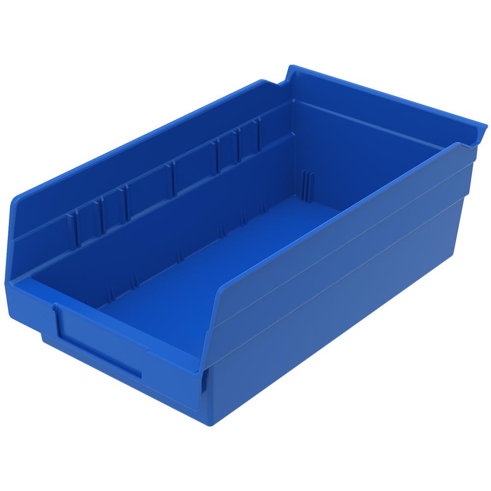 Akro-Mils Shelf Bins 30130 Plastic Organizer for Tools Craft Supplies, 12"x6"x4", Blue, 12-Pack